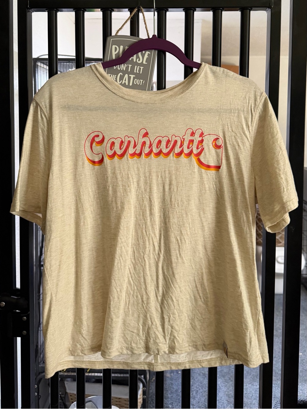 Carhartt Cream Graphic Logo Tee with Black Print